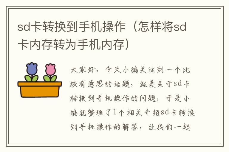 sd卡转换到手机操作（怎样将sd卡内存转为手机内存）