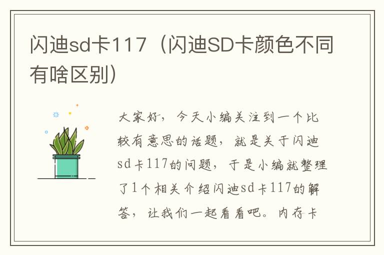 闪迪sd卡117（闪迪SD卡颜色不同有啥区别）