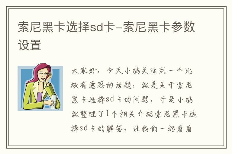 索尼黑卡选择sd卡-索尼黑卡参数设置