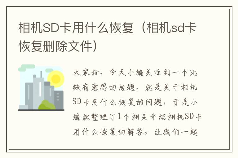 相机SD卡用什么恢复（相机sd卡恢复删除文件）