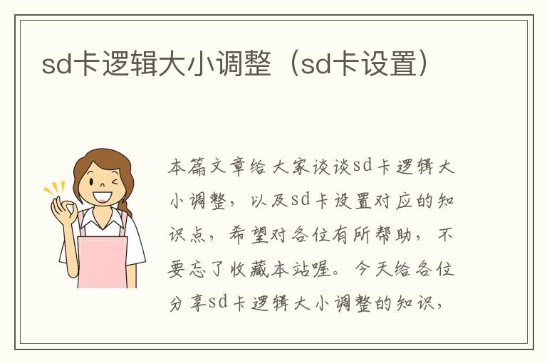 sd卡逻辑大小调整（sd卡设置）