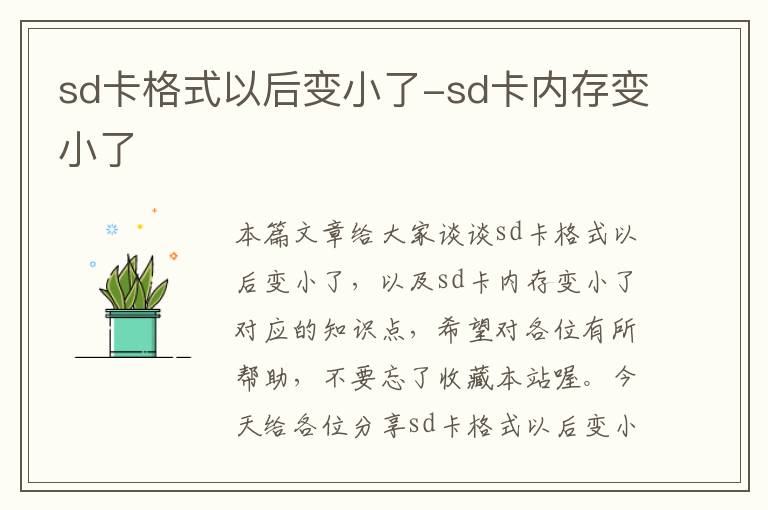 sd卡格式以后变小了-sd卡内存变小了