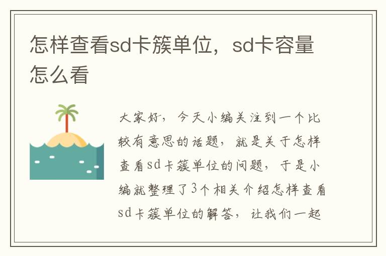 怎样查看sd卡簇单位，sd卡容量怎么看