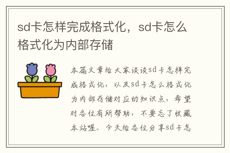 sd卡怎样完成格式化，sd卡怎么格式化为内部存储