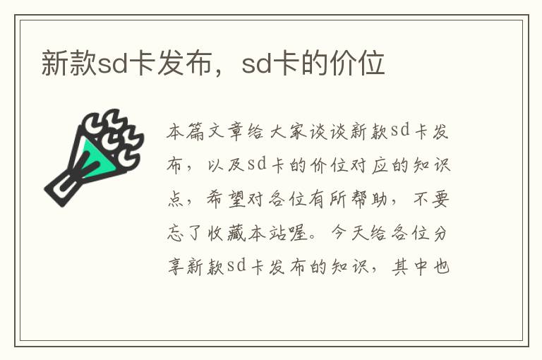 新款sd卡发布，sd卡的价位