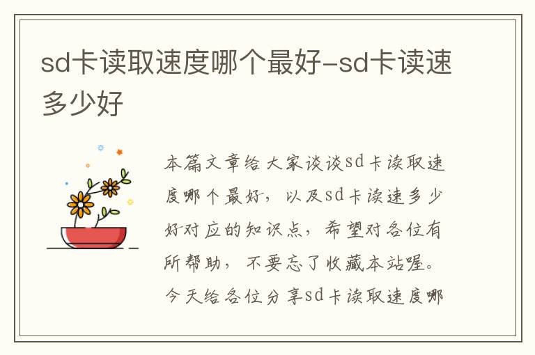 sd卡读取速度哪个最好-sd卡读速多少好