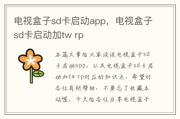 电视盒子sd卡启动app，电视盒子sd卡启动加tw rp