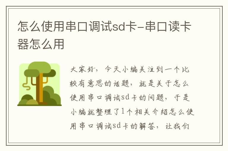 怎么使用串口调试sd卡-串口读卡器怎么用