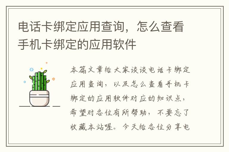 电话卡绑定应用查询，怎么查看手机卡绑定的应用软件