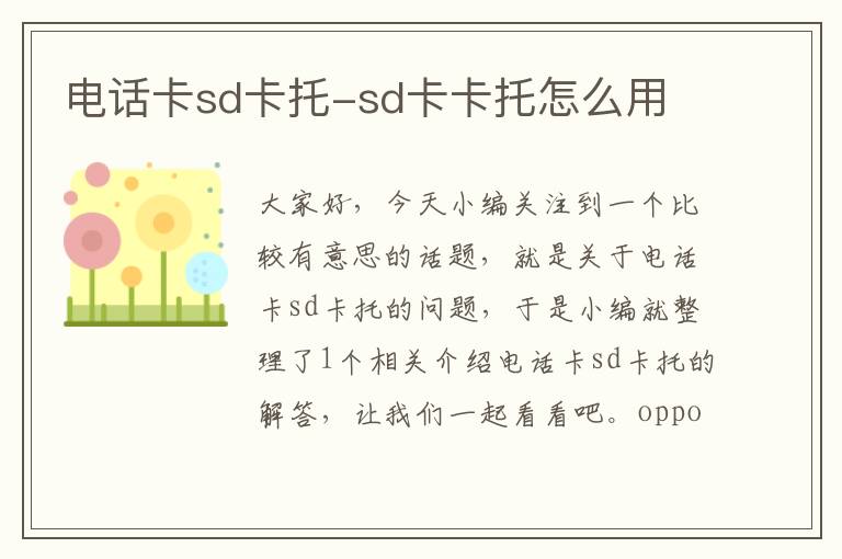 电话卡sd卡托-sd卡卡托怎么用