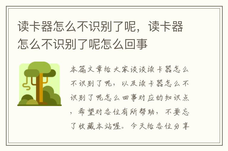 读卡器怎么不识别了呢，读卡器怎么不识别了呢怎么回事