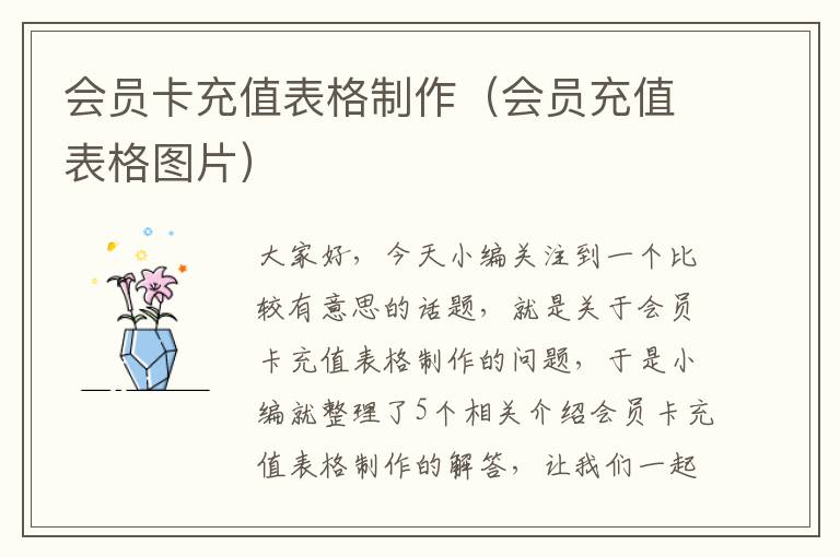 会员卡充值表格制作（会员充值表格图片）