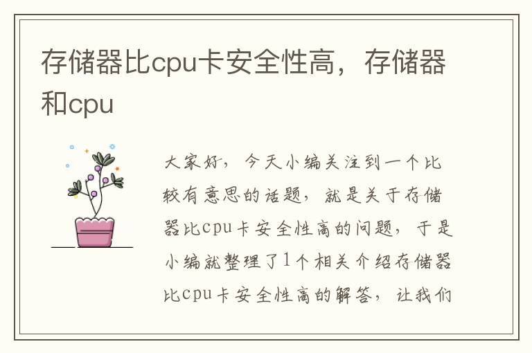 存储器比cpu卡安全性高，存储器和cpu