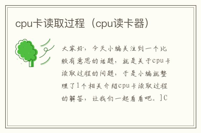 cpu卡读取过程（cpu读卡器）