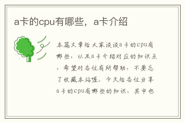 a卡的cpu有哪些，a卡介绍