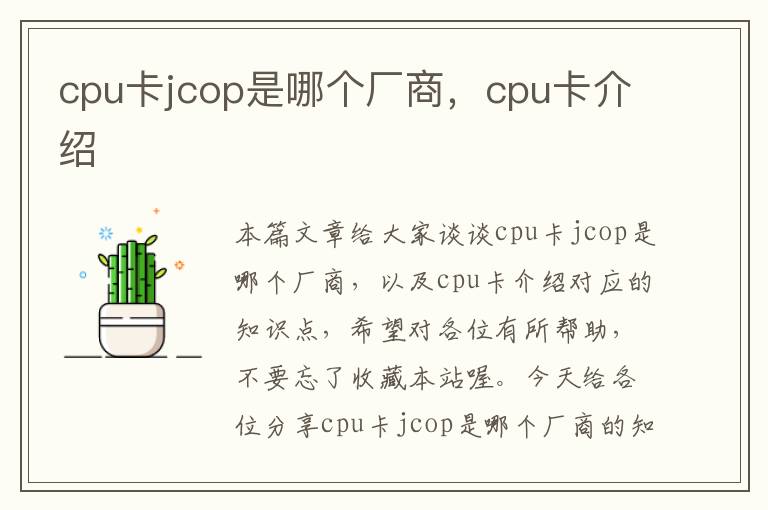 cpu卡jcop是哪个厂商，cpu卡介绍