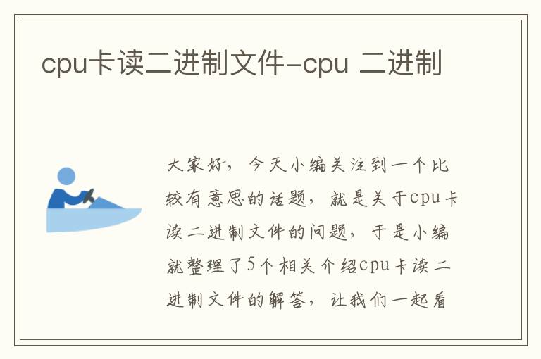 cpu卡读二进制文件-cpu 二进制