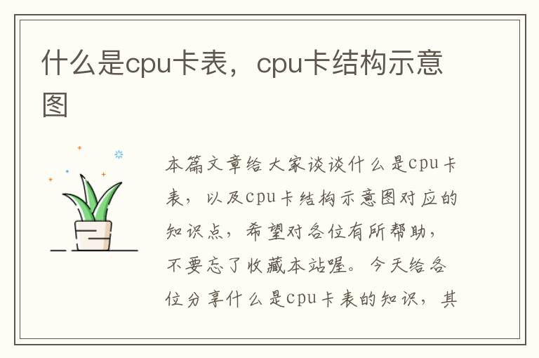 什么是cpu卡表，cpu卡结构示意图